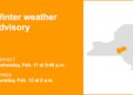 Winter weather advisory affecting Chenango and Otsego counties until Thursday morning — up to 6 inches of snow