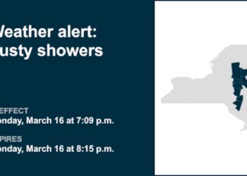 Weather alert for gusty showers in parts of Upstate NY Monday evening — gusts may reach 50 mph
