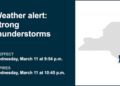 Update: Weather alert for strong thunderstorms in Putnam and Westchester counties Wednesday night