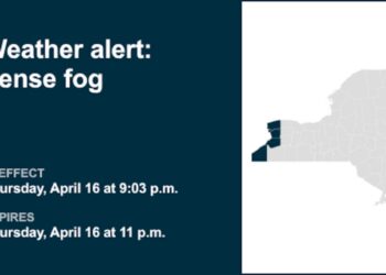 Weather alert for dense fog in Western NY Thursday night