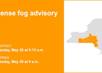 Dense fog advisory issued for Southern Tier, Central NY until Tuesday morning — visibility as low as 1/4 mile