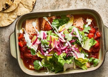 Salmon tinga with cherry tomatoes