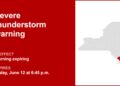 Update: The severe thunderstorm warning is forecast to expire at 6:45 p.m.