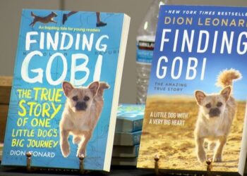 A celebrity dog gave a visit to a local library