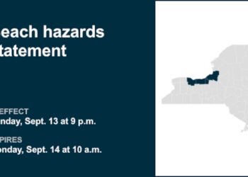 Beach hazards statement active for Finger Lakes, Central NY until Monday morning