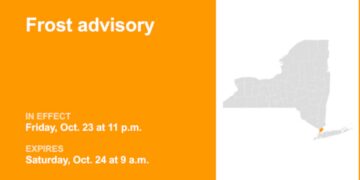 Update: Frost advisory issued for Westchester County until Saturday morning — temperatures to dip to 33